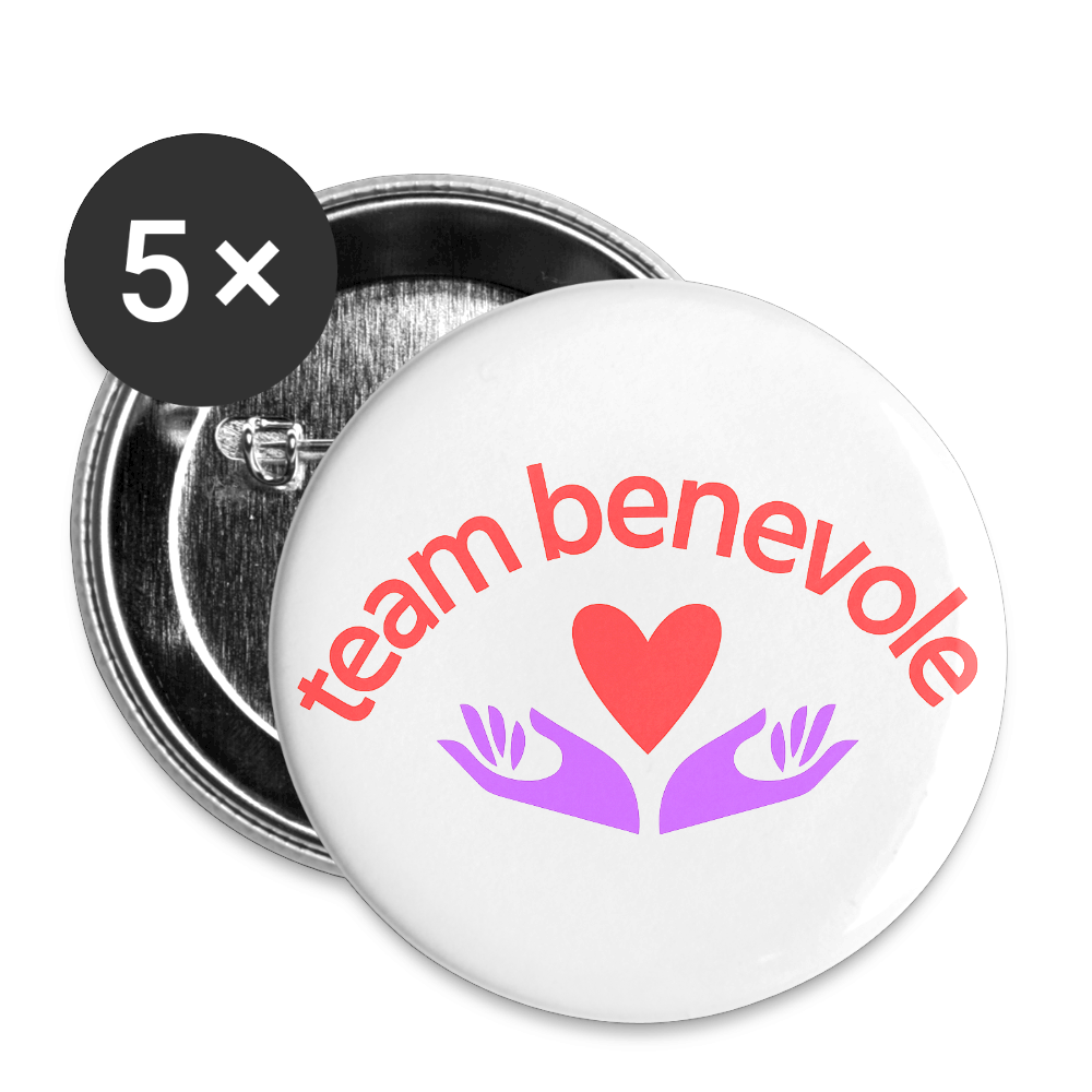 Lot de 5 badges Team Bénévole – 25 mm - blanc