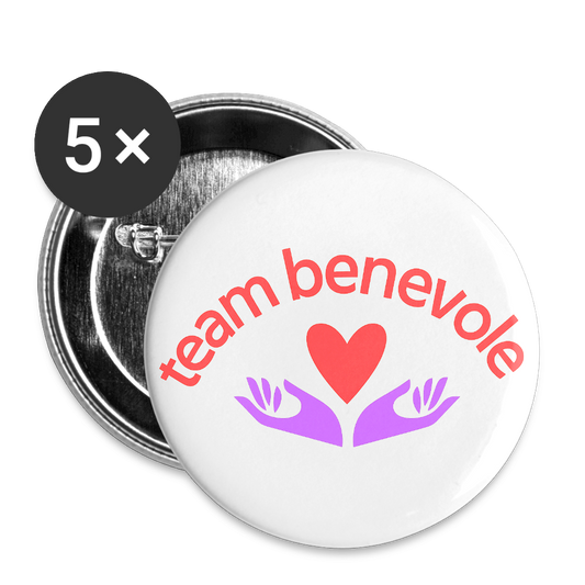 Lot de 5 badges Team Bénévole – 25 mm - blanc
