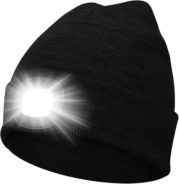 🧢 Bonnet LED Rechargeable USB – Unisexe – Noir