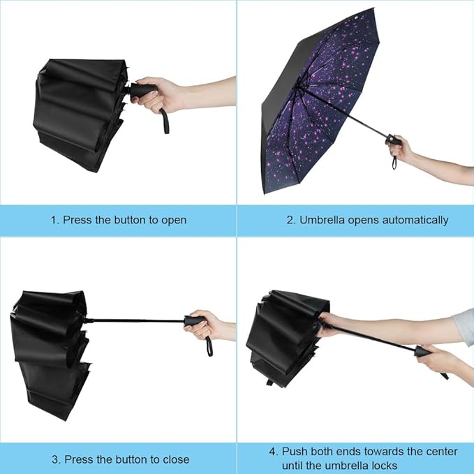 Parapluie anti-tempête automatique – Compact & résistant