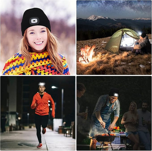 🧢 Bonnet LED Rechargeable USB – Unisexe – Noir