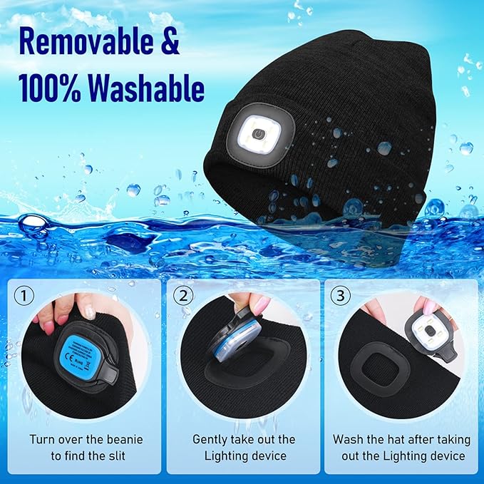 🧢 Bonnet LED Rechargeable USB – Unisexe – Noir